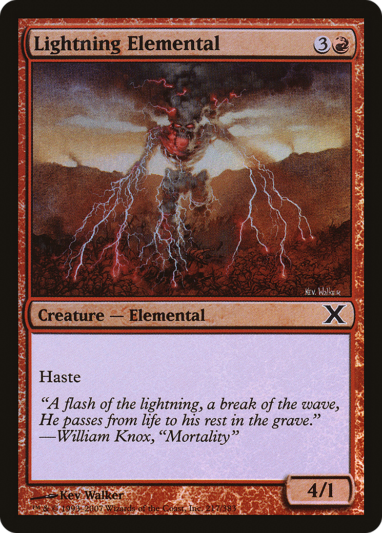 Image of Lightning Elemental (10E-217★) - Tenth Edition Foil
