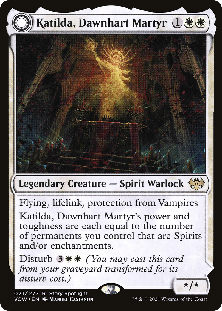 Image of Katilda, Dawnhart Martyr (VOW-021) - Innistrad: Crimson Vow: (Double Faced Transform) Foil