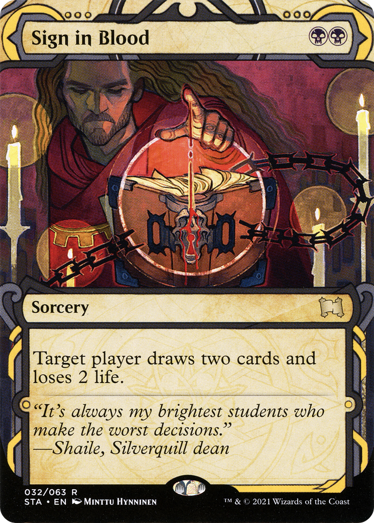 Image of Sign in Blood (STA-032) - Strixhaven Mystical Archive: (Showcase) (Borderless) Etched Foil