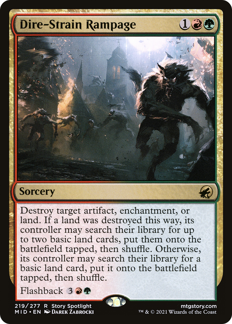 Image of Dire-Strain Rampage (MID-219) - Innistrad: Midnight Hunt Foil