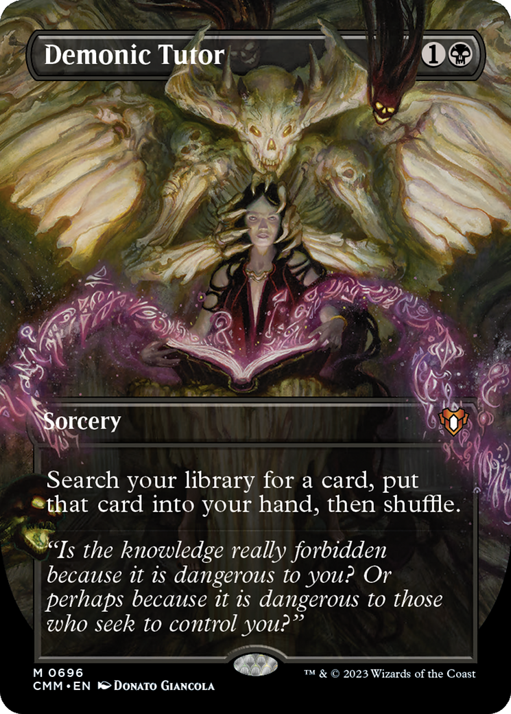 Image of Demonic Tutor (Borderless) (CMM-696) - Commander Masters (Borderless) Foil