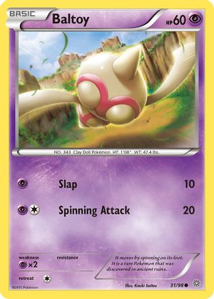 Image of Baltoy (31) 031  - Reverse Holofoil XY  Ancient Origins - Common