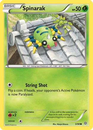 Image of Spinarak 005/98  - Reverse Holofoil XY  Ancient Origins - Common
