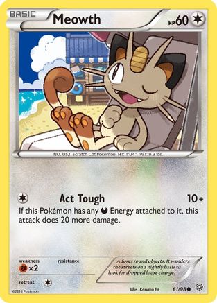 Image of Meowth 061/98  - Reverse Holofoil XY  Ancient Origins - Common