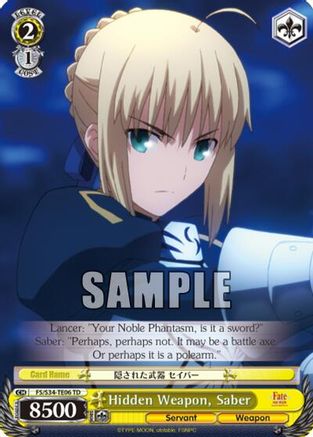 Image of Hidden Weapon, Saber (TD) (FS/S34-TE06 TD) - Fate/stay night [Unlimited Blade Works]