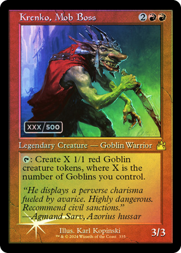 Image of Krenko, Mob Boss (Retro Frame) (Serial Numbered) (RVR-335) - Ravnica Remastered Foil