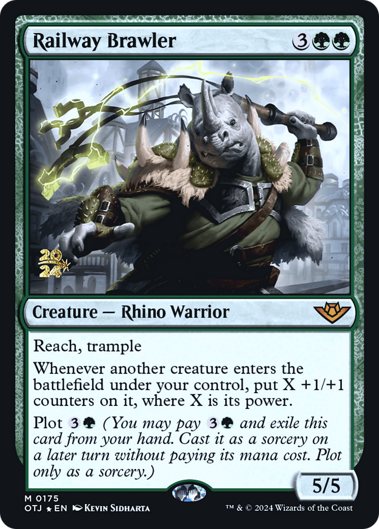 Image of Railway Brawler (PRE-175) - Outlaws of Thunder Junction Promos Foil