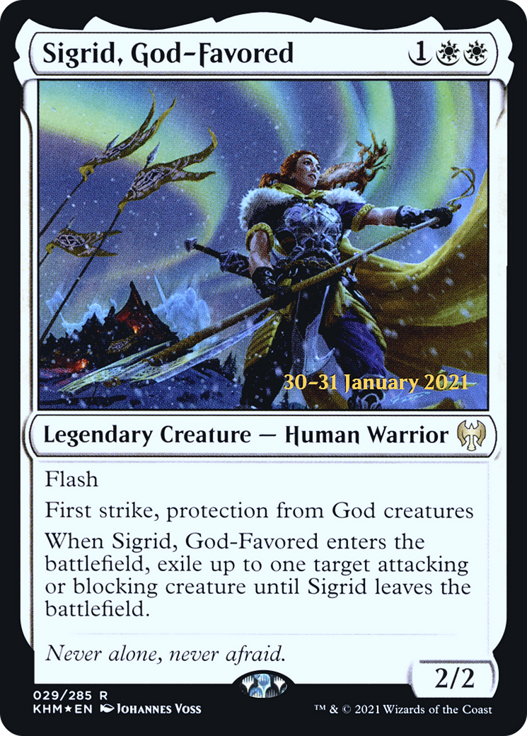 Image of Sigrid, God-Favored (PRE-029) - Kaldheim Promos Foil