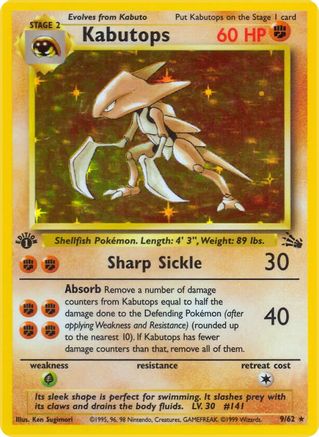 Image of Kabutops (9) 009/62  - Unlimited Holofoil Fossil - Holo Rare