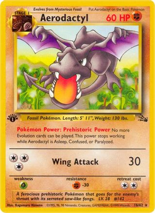 Image of Aerodactyl (16) 016/62  - 1st Edition Fossil - Rare