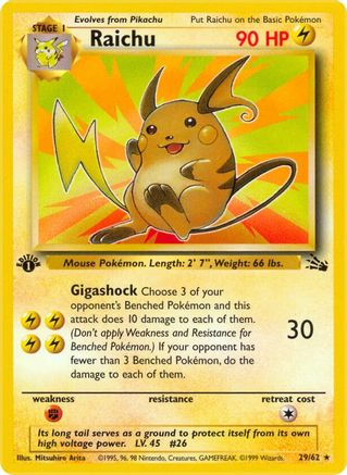 Image of Raichu (29) 029/62  - 1st Edition Fossil - Rare