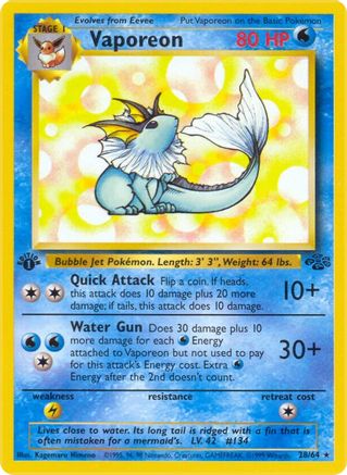 Image of Vaporeon (28) 028/64  - 1st Edition Jungle - Rare