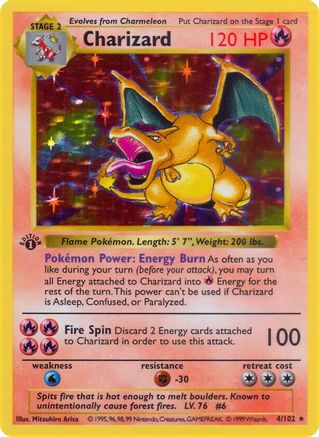 Image of Charizard 004  - Unlimited Holofoil Base Set Shadowless - Holo Rare