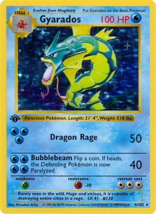 Image of Gyarados 006/102  - Unlimited Holofoil Base Set Shadowless - Holo Rare