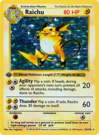 Image of Raichu 014  - Unlimited Holofoil Base Set Shadowless - Holo Rare
