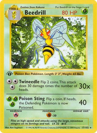 Image of Beedrill 017/102  - 1st Edition Base Set Shadowless - Rare