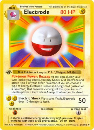 Image of Electrode 021/102  - Unlimited Base Set Shadowless - Rare