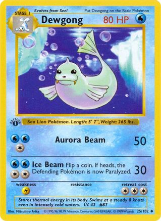 Image of Dewgong 025/102  - Unlimited Base Set Shadowless - Uncommon
