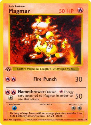Image of Magmar 036/102  - Unlimited Base Set Shadowless - Uncommon