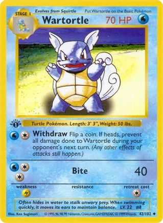 Image of Wartortle 042/102  - 1st Edition Base Set Shadowless - Uncommon