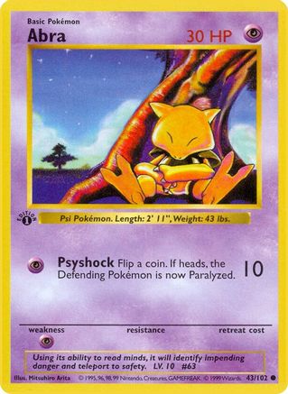 Image of Abra 043/102  - 1st Edition Base Set Shadowless - Common