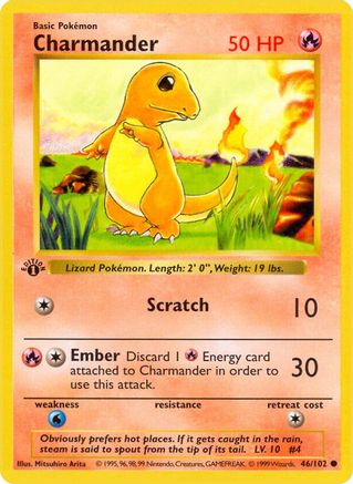 Image of Charmander 046/102  - 1st Edition Base Set Shadowless - Common