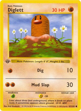 Image of Diglett 047/102  - Unlimited Base Set Shadowless - Common