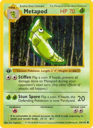 Image of Metapod 054/102  - Unlimited Base Set Shadowless - Common