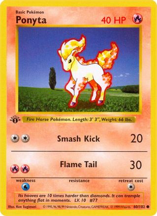 Image of Ponyta 060/102  - Unlimited Base Set Shadowless - Common