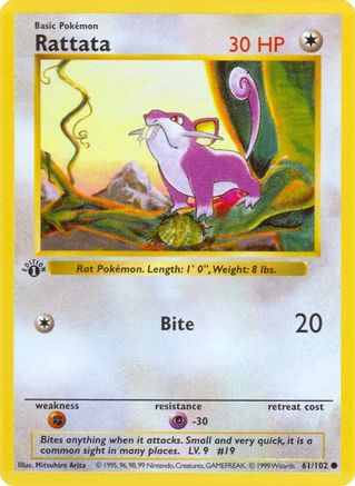 Image of Rattata 061/102  - 1st Edition Base Set Shadowless - Common