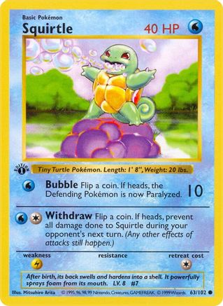 Image of Squirtle 063/102  - Unlimited Base Set Shadowless - Common