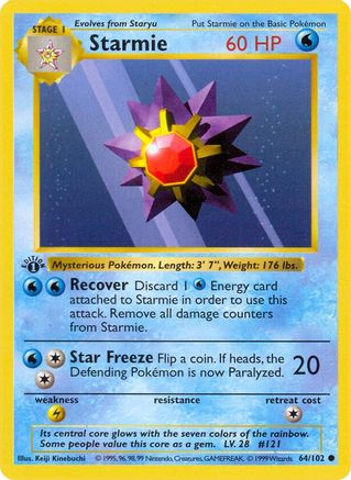 Image of Starmie 064/102  - Unlimited Base Set Shadowless - Common