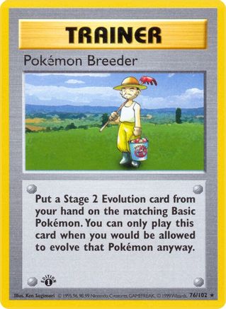 Image of Pokemon Breeder 076/102  - 1st Edition Base Set Shadowless - Rare