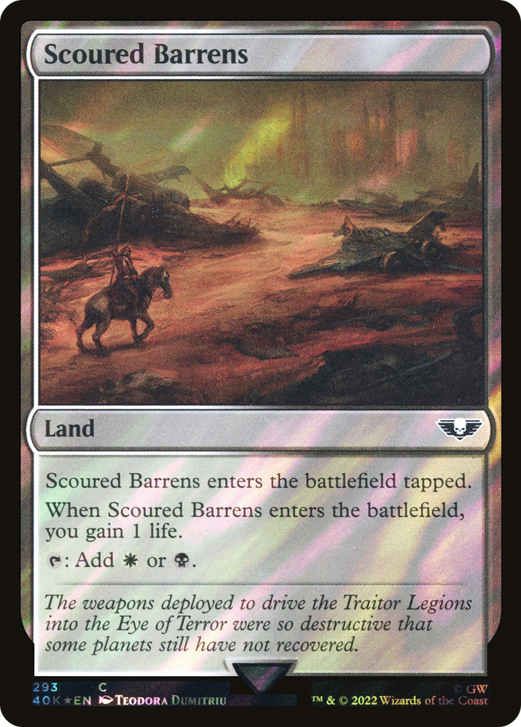 Image of Scoured Barrens (Surge Foil) (40K-293) - Warhammer 40,000 Commander Foil