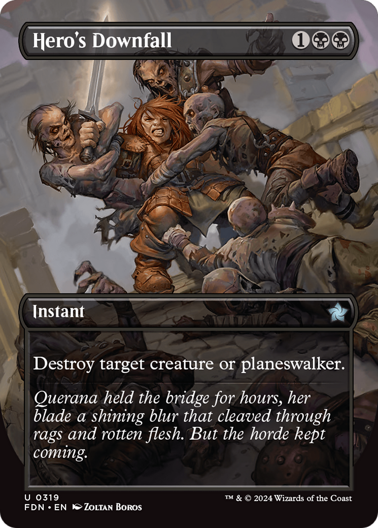 Image of Hero's Downfall (Borderless) (FDN-319) - Foundations (Borderless) Foil