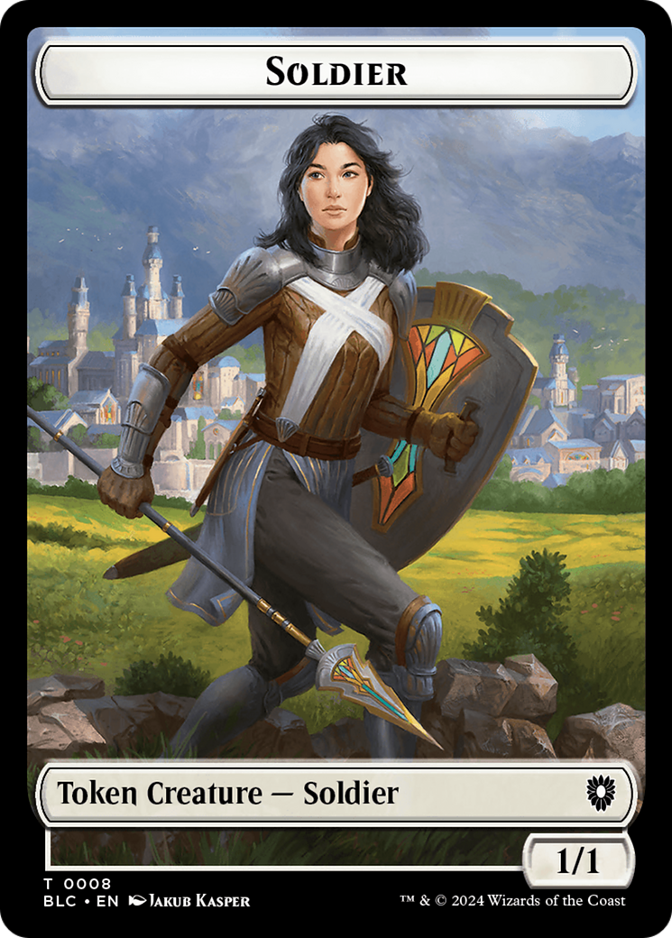Image of Soldier (TBLC-008) - Bloomburrow Commander Tokens