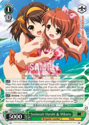 Image of Swimsuit Haruhi & Mikuru (SR) (SY/W08-E032S SR) - The Melancholy of Haruhi Suzumiya