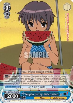 Image of Nagato Eating Watermelon (TD) (SY/W08-TE13 TD) - The Melancholy of Haruhi Suzumiya