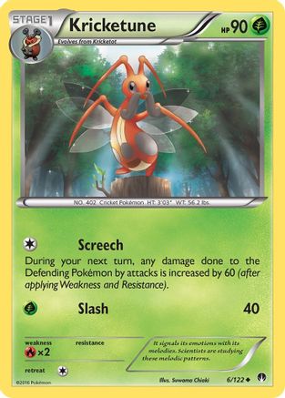 Image of Kricketune 006/122  - Reverse Holofoil XY  BREAKpoint - Uncommon