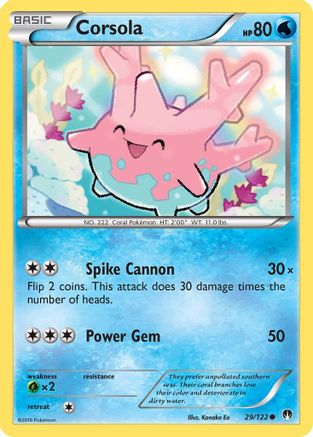 Image of Corsola 029/122  - Reverse Holofoil XY  BREAKpoint - Common
