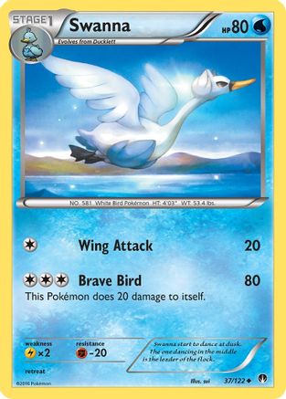 Image of Swanna 037  - Reverse Holofoil XY  BREAKpoint - Uncommon