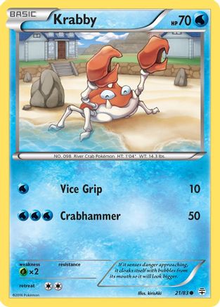 Image of Krabby 021  - Reverse Holofoil Generations - Common