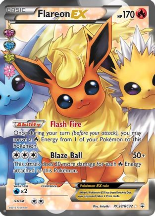 Image of Flareon EX (Full Art) RC28/RC32  - Holofoil Generations Radiant Collection - Ultra Rare