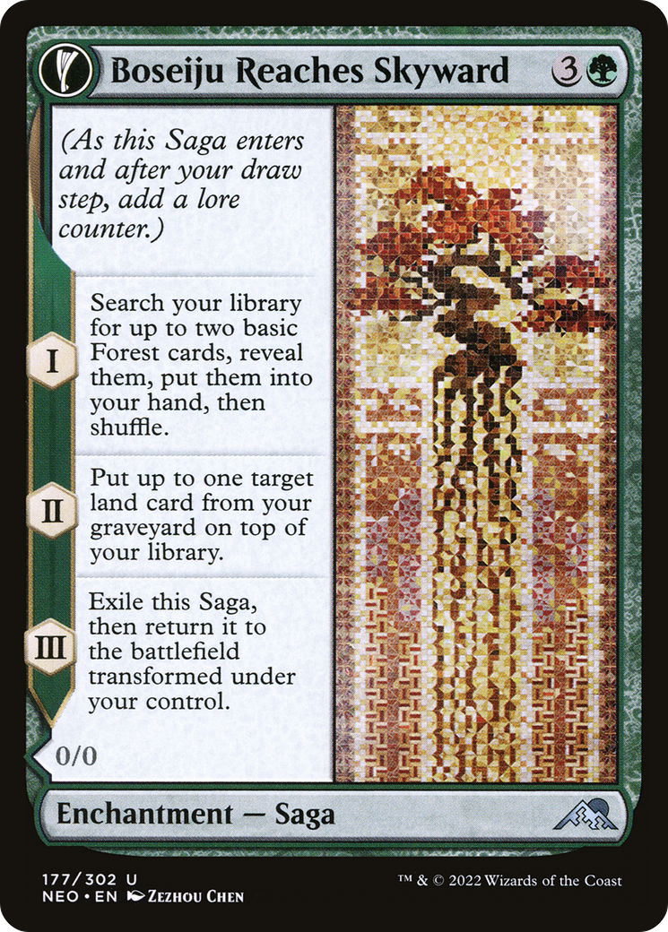 Image of Boseiju Reaches Skyward (NEO-177) - Kamigawa: Neon Dynasty: (fandfc, enchantment) Foil