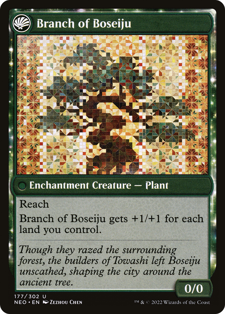 Image of Boseiju Reaches Skyward (NEO-177) - Kamigawa: Neon Dynasty: (fandfc, enchantment)