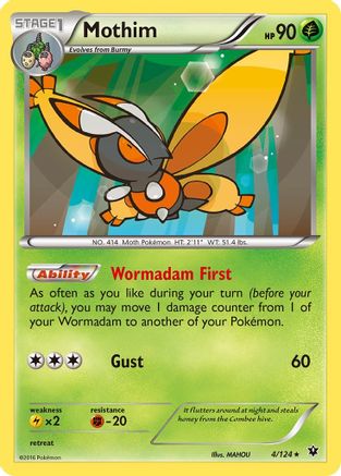 Image of Mothim 004  - Reverse Holofoil XY  Fates Collide - Rare