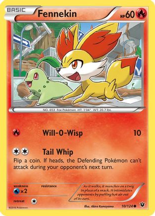 Image of Fennekin (10) 010/124  - Reverse Holofoil XY  Fates Collide - Common