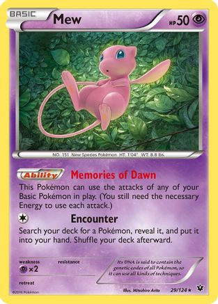 Image of Mew 029/124  - Reverse Holofoil XY  Fates Collide - Holo Rare