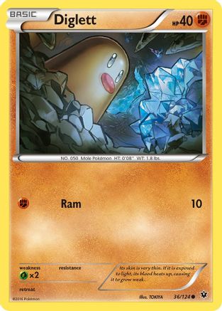 Image of Diglett 036/124  - Reverse Holofoil XY  Fates Collide - Common