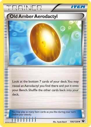 Image of Old Amber Aerodactyl 106/124  - Reverse Holofoil XY  Fates Collide - Uncommon